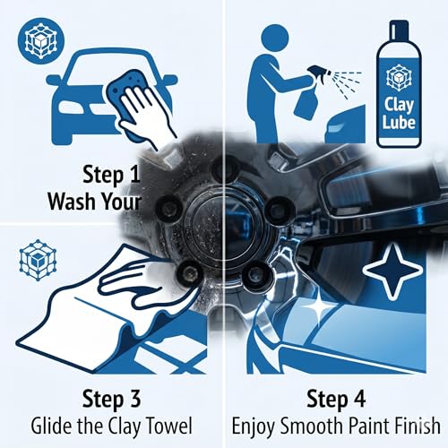 NADUSEP Clay Towel for Auto Detailing – Synthetic Clay Bar Towel 12” x 12” – Paint & Glass Decontamination Tool for Car Wash, Removes Contaminants for Cars, Trucks, SUVs