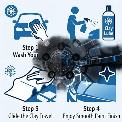 NADUSEP 2 Pack Clay Towel for Auto Detailing 12" x 12" – Reusable Synthetic Clay Bar Towel for Car Paint Decontamination, Removes Tar Sap Brake Dust, Detailing Tool for Cars Trucks SUVs