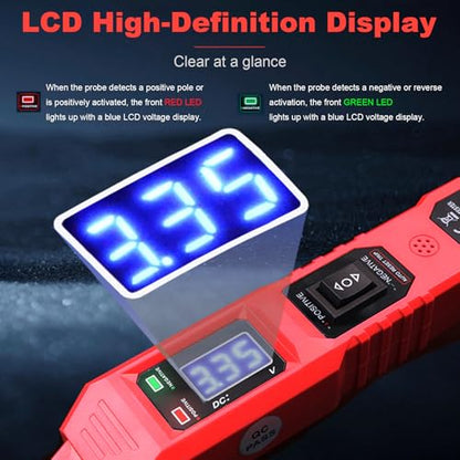 Automotive Power Circuit Probe Tester 3.5-36V DC,6-in-1 Automotive Circuit Tester with Blue Backlit LCD,Overload Protection & 14.7FT Cable,Test Light for Car Truck Motorcycle Boat Trailer(Red) - style: Red Set
