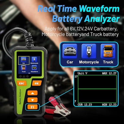Car Battery Tester 12V Load Tester 100-2000 CCA Alternator Battery Analyzer