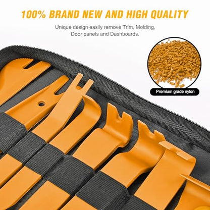 GOOACC 102Pcs Trim Removal Tool, Auto Push Pin Nylon Bumper Retainer Clip Set Fastener Terminal Remover Tool Round Handle Crowbar Kit Car/Radio Panel, Yellow - color: 102Pcs Clips+ Remover Yellow