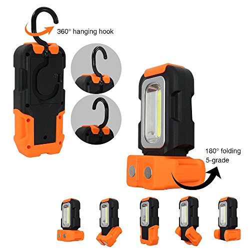 TORCHSTAR 2-Pack Portable LED Work Light, Hanging Hook, Magnetic Flashlight | Battery Operated, COB Pocket Work Lights for Car Repairing, Emergency, Hiking, Camping