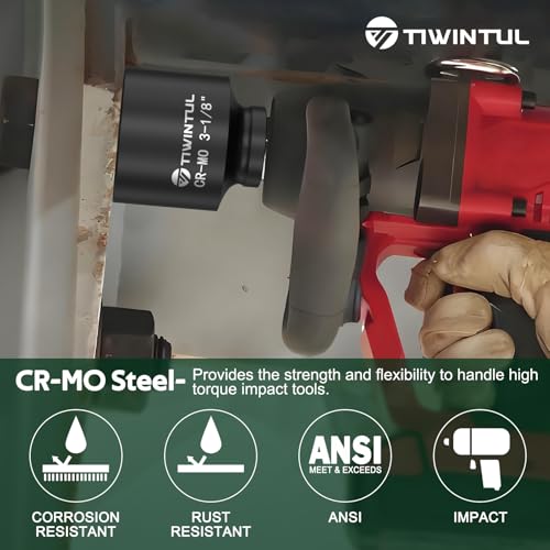3-1/8" Impact Socket 1" Drive, Deep 6 Point CR-MO for Semi-Truck | Heavy Duty Socket for High Torque Impact Wrench, Heavy Duty Socket for Construction, Oilfield & Wind Power Maintenance - size: 3-1/8"(1 PCS)