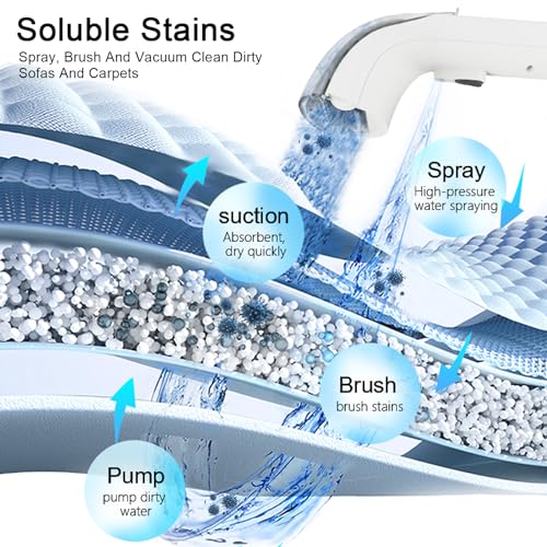 Commercial Carpet Cleaning Machine, 1000W 110V 40L/11Gal Professional Commercial 3 in 1 Carpet Spraying Floor Brush Cleaner Extractor Vacuum Washing Machine Portable Carpet Cleaner (White 40oz)