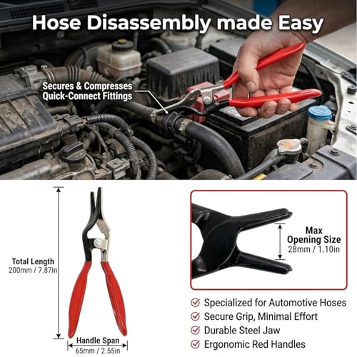 4Pcs Hose Clamp Pliers Set & Electrical Disconnect Pliers Automotive Kit | Professional removal tool kit to easily disconnect automotive coolant radiators, heaters, fuel filters, and relays