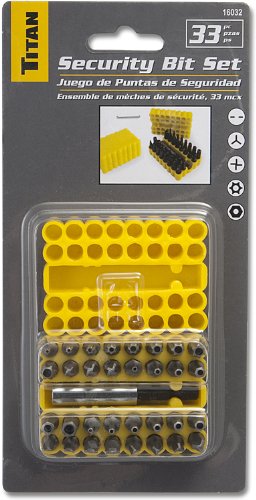 Titan 16032 33-Piece Security Bit Set with Magnetic Bit Holder | Includes TR Star, TR Metric Hex, TR SAE Hex, Spanner, Triwing, and Torq Bits