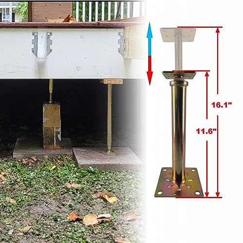 6 PCS House Floor Jacks Post Pole for Leveling, 11" - 16" Height Range, 6 ton Min and Max Height Capacity, Galvanized, 6 Pack | Galvanized Steel, 6 ton Min and Max Height Capacity, Joist Support Jack Stands Post Pole, for Foundation Basement Mobile Home -