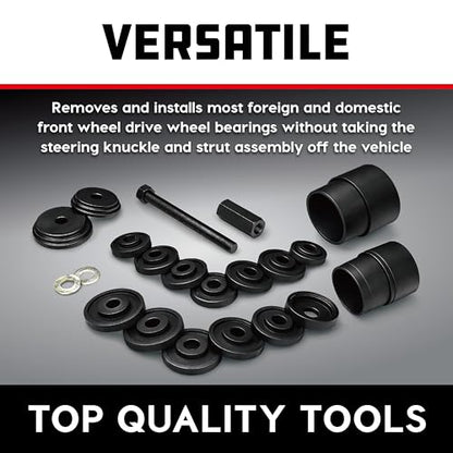 Powerbuilt Front Wheel Drive Bearing Removal and Installation Tool Set, Domestic and Import, 23 Piece Kit with Adapters - 648741 - style: 23 Piece