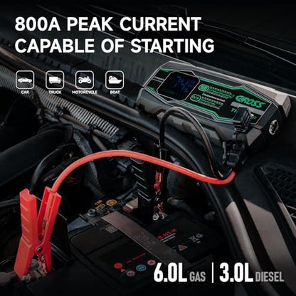 CAROSS Car Battery Jump Starter - 800A Jump Starter for Up to 6.0L Gas and 3.0L Diesel Engines, 12V Portable Jump Box with LED Display - size: 800A