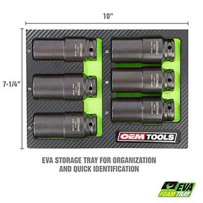 OEMTOOLS 25276 6 Piece Harmonic Balancer Puller Socket Set, Crankshaft Bolt Removal Tool Heavy Duty Impact Sockets, Harmonic Balancer Socket 17mm -27 mm, Chrome Moly Steel, 1/2" Drive - style: 6 Pack