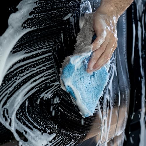 Autofiber Flat Out Microfiber Car Wash Pad - Pack of 4, Blue/Gray (9 inch x 8 inch)