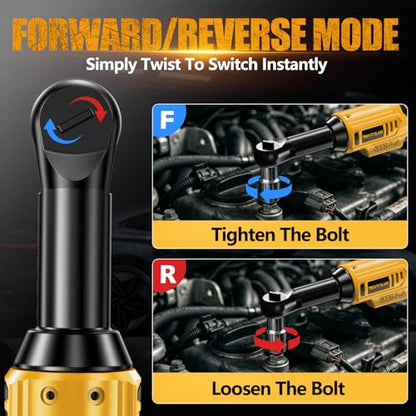 3/8" Cordless Power Ratchet Wrench Compatible with Dewalt 20V Battery (Tool Only), 60FT Torque, 0-400RPM Variable Speed Motor, Extended Wrench with 7 Sockets, 1/4" Adapter, 3" Extension Bar