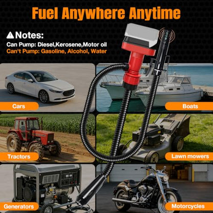 Fuel Transfer Pump for DeWalt 20V Battery, 5GPM Auto Stop Electric Diesel Kerosene Motor Oil Extractor Pump with 4 Size Gas Can Adapters, Drip Free Fuel Pump for Tractor Car Boat Generator Lawn Mower