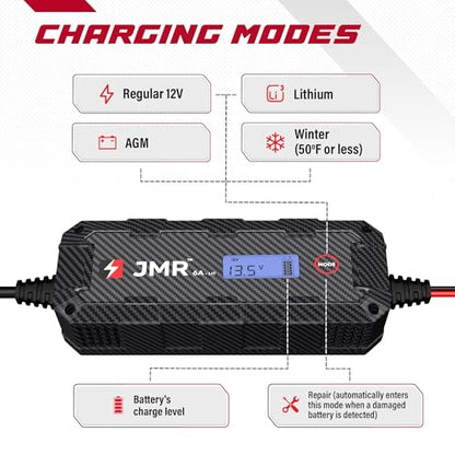 JMR 12V Battery Charger for Kubota, 12V Cig. Port, Add Lithium Mode | Trickle Charger Conditioner Maintainer For RTV SIDEKICK B BX K KX L LX M MX U SCL SVL SSV R All Models - size: Add Lithium Mode