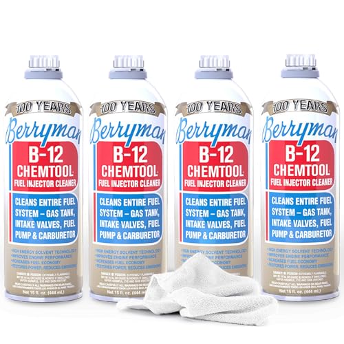 Berryman B-12 Chemtool 0116 (4 Pack) - Fuel Injector Cleaner, 15oz with SMA Towel | Carburetor & Fuel System Cleaner Additive for Cars