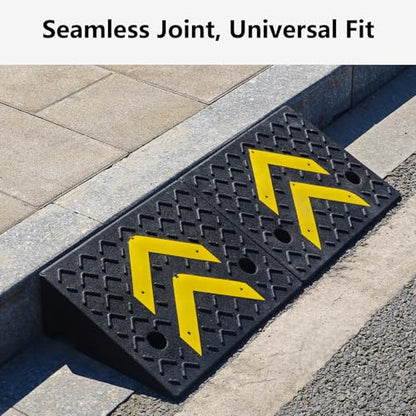 5" Rise Height 2 Pack Rubber Curb Ramp, 17.13" L x 13" W Driveway Curb Ramps for Sidewalks, Heavy-Duty 11000 lbs/5 T Capacity Threshold Ramps with Deepened Anti-Slip Texture for Cars - size: 5" Rise Height