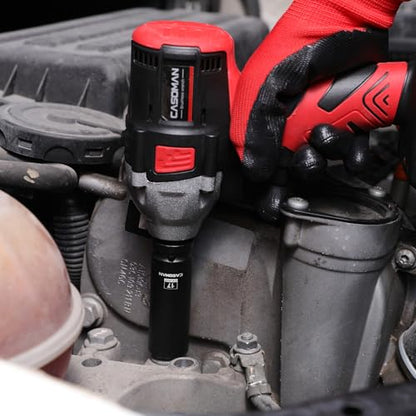 CASOMAN 14PCS 1/2" Drive Deep Impact Socket Set, Metric, 6-Point, CR-MO, 10mm to 32mm, for Auto Repair, Mechanic, with Portable Case, Easy-to-Read Size Markings, Rugged Construction - size: 10mm to 32mm