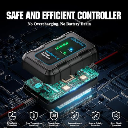SUNAPEX 50W Solar Panel Kit 12V Solar Battery Charger Maintainer | IP67 Waterproof,Solar Trickle Charger, With Smart Charge Controller for Car, Motorcycle, Boat, Marine, RV, Trailer, Truck - size: 50W - Standard
