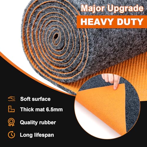 17×7.4Ft Heavy Duty Oil Spill Mat,6.5mm Thick Garage Under Car Floor Mat,1/4" Waterproof Rubber Backing,Efficient Oil Absorption,Washable Reusable Durable Non-Slip - size: 7'2" x 17'