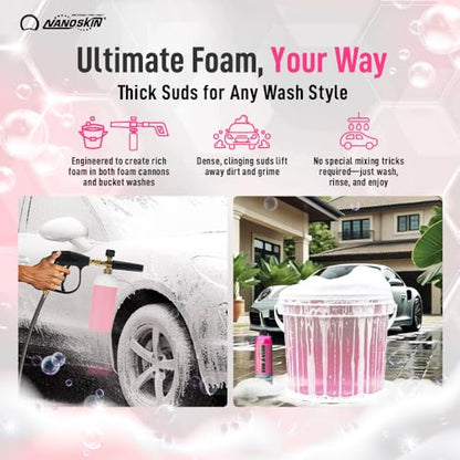 Nanoskin WASH N' WAX with Carnauba 5 gallons - Cleans & Shines in One Step | Works with Foam Cannon, Foam Gun, Bucket Washes, Pressure Washer | Carnauba Wax Protection for Cars - size: 640 Fl Oz (Pack of 1)