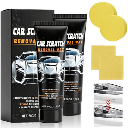 Car Scratch Repair, Car Scratch Repair Wax, Upgrade Car Scratch Remover Wax with Sponge and Towel, Professional Car Paint Repair Compound for Deep Scratches, Automotive Scratch Repair for Car (2PCS)