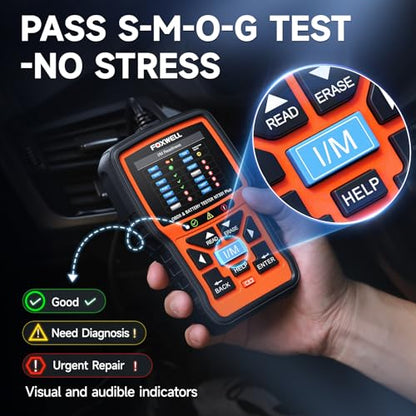 FOXWELL NT301 Plus 2-in-1 OBD2 Scanner & 12V Car Battery Tester | Check Engine Code Reader, Live Data, Test Battery Health/Starter/Charging System, Diagnostic Tool for 1996+ OBDII Vehicle
