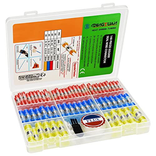 140PCS Heat Shrink Solder Seal Wire Connectors Kit with Solder Paste, Low-Melting-Point & Lead-Free Solder Waterproof Electrical Insulated Butt Connector Splice Terminals - size: Pro MIX 140PCS