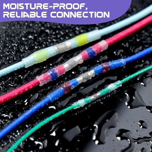 100Pcs Heat Shrink Solder Seal Wire Connectors with Heat Gun & 200Pcs Heat Shrink Tubing, 350W 2-Temp Mini Heat Gun for Automotive Marine Wiring Repair