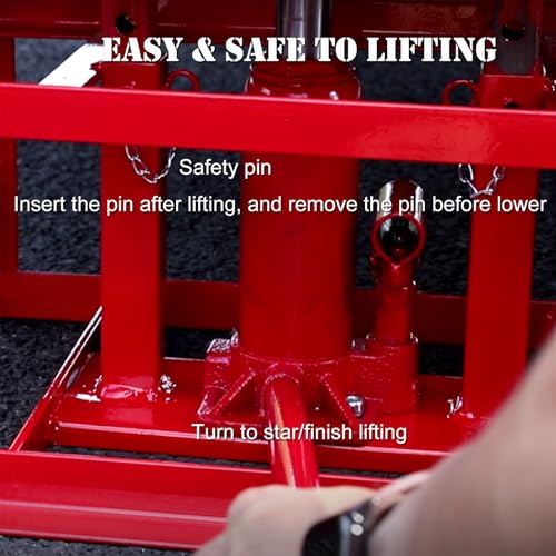 Hydraulic Car Ramps 5T 11000lbs, 2 pcs Heavy Duty Steel Car Ramps Lift Height 9" - 15" for Oil Change, Low Profile Portable Automotive Vehicle Lift Service Ramps Truck Trailer - color: Red