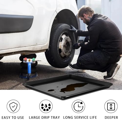 6 Pcs Extra Large Oil Drip Pan, 35.4×24×1.6Inches Oil Drain Pan for Under Car,Plastic Oil Drip Tray for Garage, Fridges, Washing Machines, Cat Litter Box,Keeps Floors Safe & Clean - size: 6 Pack