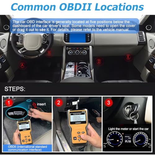 OBD2 Car Scanner Diagnostic Tool, Vehicle Engine Fault Code Reader CAN Diagnostic Scan Tool, Check Automotive Engine Light Emission Monitor Status, Universal for SUV RV Truck