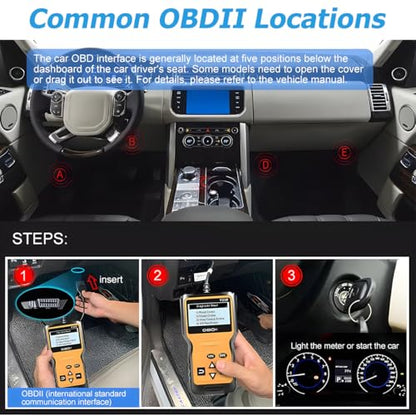 OBD2 Car Scanner Diagnostic Tool, Vehicle Engine Fault Code Reader CAN Diagnostic Scan Tool, Check Automotive Engine Light Emission Monitor Status, Universal for SUV RV Truck