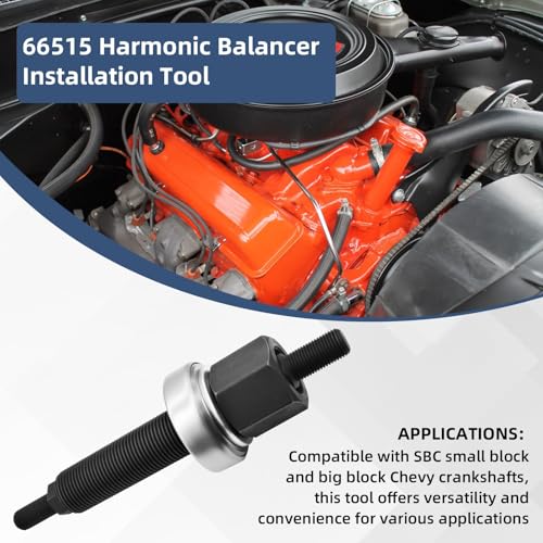 66515 Harmonic Balancer Installation Tool Kit for Chevy SBC BBC Cranks, Fits Chevrolet 350 Small Block Big Block Engines, Includes Threaded Rod, Nut, Washer and Thrust Bearing