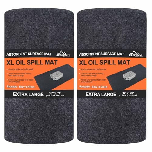 XL Oil Spill Mat (36" x 59")(2-Pack), Premium Absorbent Oil Pad, Reusable, Washable,Waterproof Backing Contains Liquids, No Soak Through,Protects Garage Floor Surface - size: 36" x 59" (2 Pack)