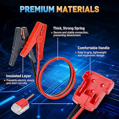 Jumper Cables Compatible with Dewalt 20V Battery, 8AWG 2FT Booster Cable with Alligator Clips, 392F/200C Heat Resistant Silicone Wire, for Jump Starting Cars and RVs - color: Yellow