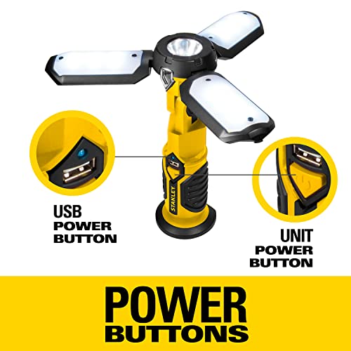 STANLEY SAT3S Rechargeable 1000 Lumen Lithium Spot Light with USB | Folds, Pivots & Extends for Maximum Versatility - style: 1000 Lumen