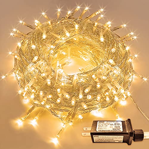 JMEXSUSS Warm White Christmas Lights for Bedroom, 300 LED String Lights Indoor Outdoor Waterproof Clear Wire, 8 Modes Fairy String Lights Plug in for Christmas Tree Bedroom Holiday Christmas Decor - color: Warm White, size: 300 LED