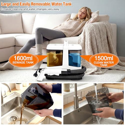 Foandbevi Carpet & Upholstery Cleaner Machine, 16KPa Spot Shampooer for Pet | 800W Motor Self-Cleaning 3 in 1 Tough Stain Tool, Lightweight Spot Stain Remover for Couch, Car Detailing, Rugs & Stairs