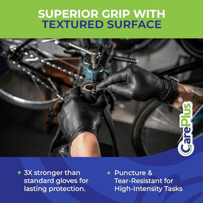 CARE PLUS Nitrile Gloves for Medical Use - Powder & Latex-Free - Black/Blue - S, M, L, XL - 100, 200, 1000 - color: Black, size: Medium