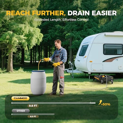 CAMMOO 15 Gal Electric Oil Drain Pan, 110V High-Flow Pump, 9.8 FT Hose, 200 W Motor, 2 Locking Swivel Casters and 2 Directional Wheels Stable, Folding Handle, Heavy-Duty for Trucks, RVs, SUVs, Black - color: Black