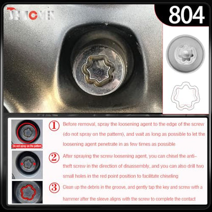 804 Wheel Locking Nut Key for Jeep Renegade Wrangler Cherokee Dodge Journey 2016-2020, 29mm Lock Bolt Inner Dia Anti-Theft Lug Nut Removal Tool - size: 804