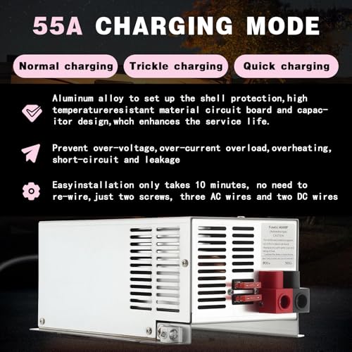𝟐𝟎𝟐𝟔 𝐔𝐩𝐠𝐫𝐚𝐝𝐞 WF-9855 55 Amp RV Power Converter - Replacement for WF-9855-AD & 9800 Series, 3-Stage Smart Charger for Lead-Acid/Lithium Batteries, 5-Year Warranty