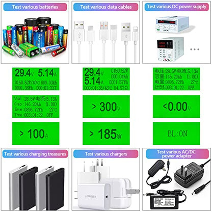 MakerHawk Electronic Load Tester - USB Load Tester 150W 200V 20A Resistor Adjustable Constant Current Battery Capacity Tester Module Intelligent Dischar