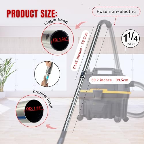 1.25 Inch Stainless Steel Vacuum Extension Wand Compatible with Vacuums using 1 1/4 Inch (1.25in) 32mm Accessories - 1 1/4 Vacuum Extension Tube for Shop Vac (Stainless Steel Extension Wand) - style: Extension Wand Only