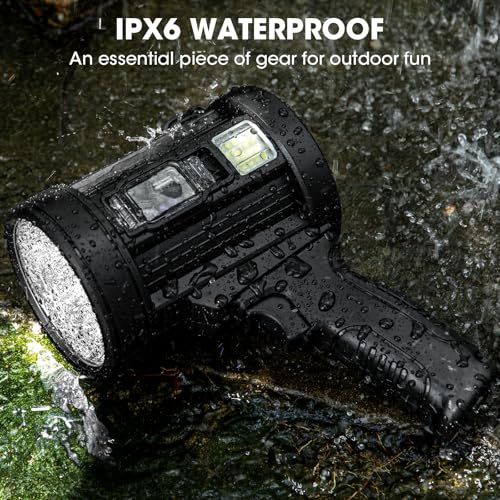 Kmivo Rechargeable Spotlight, 2,000,000 Lumens Super Bright Handheld Led Flashlight, Outdoor Spot Light with Cob Light and Solar Panelsfor Boating Camping