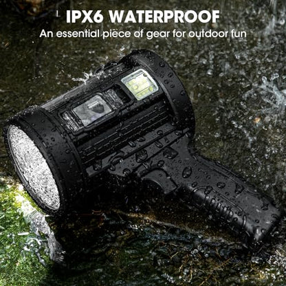 Kmivo Rechargeable Spotlight, 2,000,000 Lumens Super Bright Handheld Led Flashlight, Outdoor Spot Light with Cob Light and Solar Panelsfor Boating Camping
