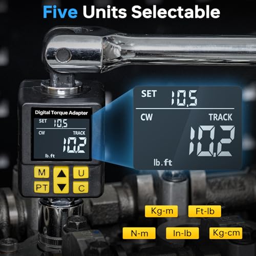 Heavy-duty Digital Torque Adapter, (±1% Accuracy, 40-300Ft-lb), 1/2" Digital Torque Wrench Adapter for Auto, Versatile Meter - Alert | Peak/Track | Preset | Store/Delete, for Machinery Repairs(406N.m) - style: 1/2' Drive 40-300 Ft-lb