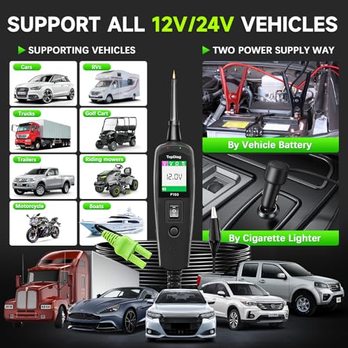 Circuit Tester Automotive, Power Circuit Probe Tester, Test Light Automotive with 40FT Cable, Car Fuse Tester, AC DC 12V 24V Car Diagnostic Tool, P100 - style: P100