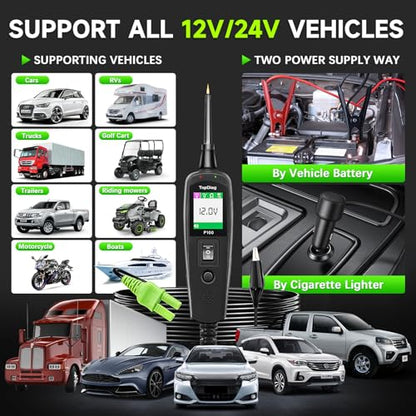 Circuit Tester Automotive, Power Circuit Probe Tester, Test Light Automotive with 40FT Cable, Car Fuse Tester, AC DC 12V 24V Car Diagnostic Tool, P100 - style: P100