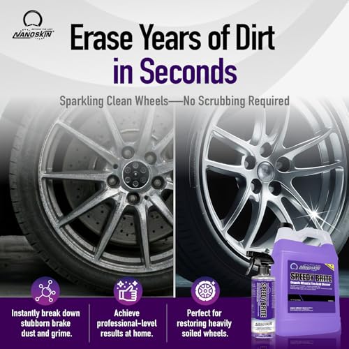 Nanoskin SPEEDY BRITE Pro Grade Wheel & Tire Acid Cleaner, 16 Oz. - Chrome & Coated Wheel Safe, Cleaning with Organic Acid | Removes Brake Dust & Road Grime for Auto Detailing, Body Shop Safe - size: 16 Fl Oz (Pack of 1)